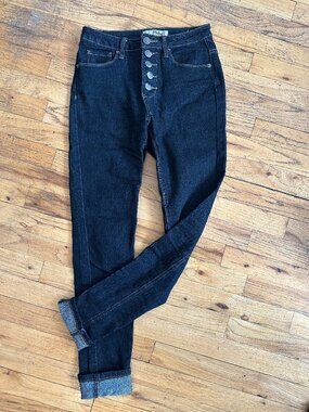 Hybrid & Co dark denim Jeans, casual comfy stretch ,High Waisted size 1